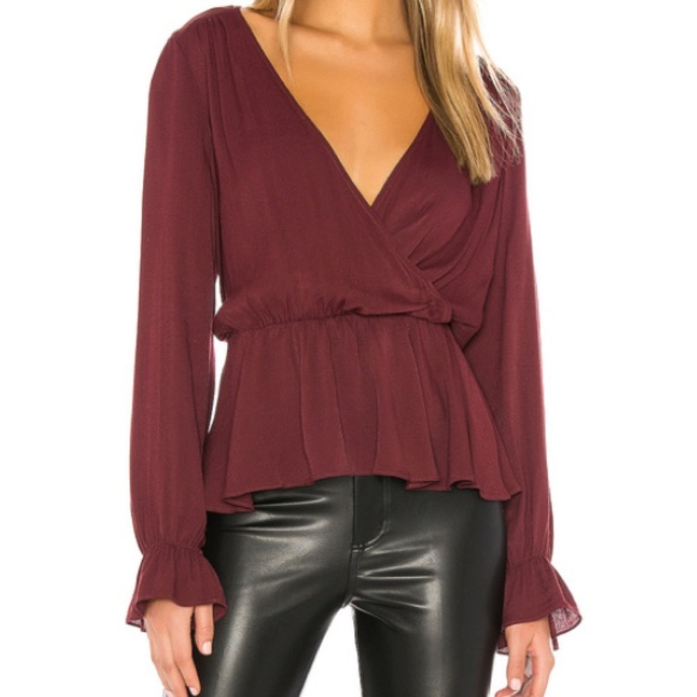 Bobi Black wine colored peplum top NWT
